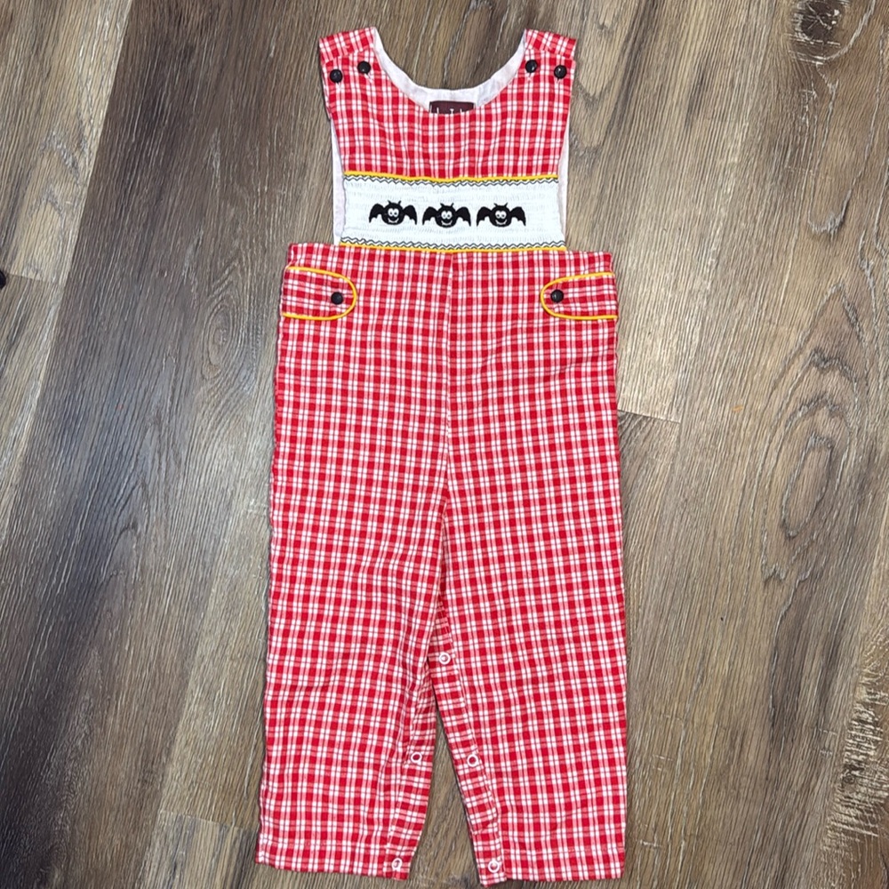 Red Checkered Longall with Bat Smocking